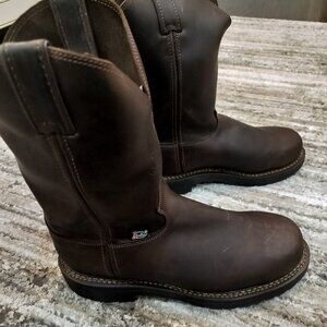 Justin Balusters Dark Brown Cowhide 11" Round Steel Toe Boots US Men's 10 EE